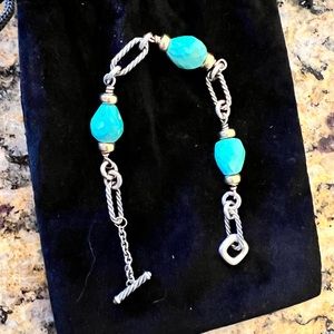 Rare David Yurman Two Toned Turquoise Chain Bracelet